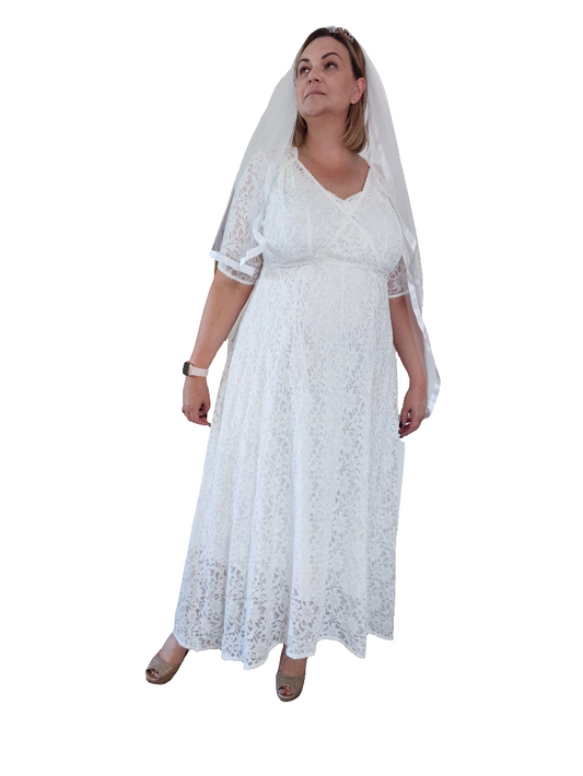 Annah S cream lace wedding/formal dress-XL/18 HIRE $90