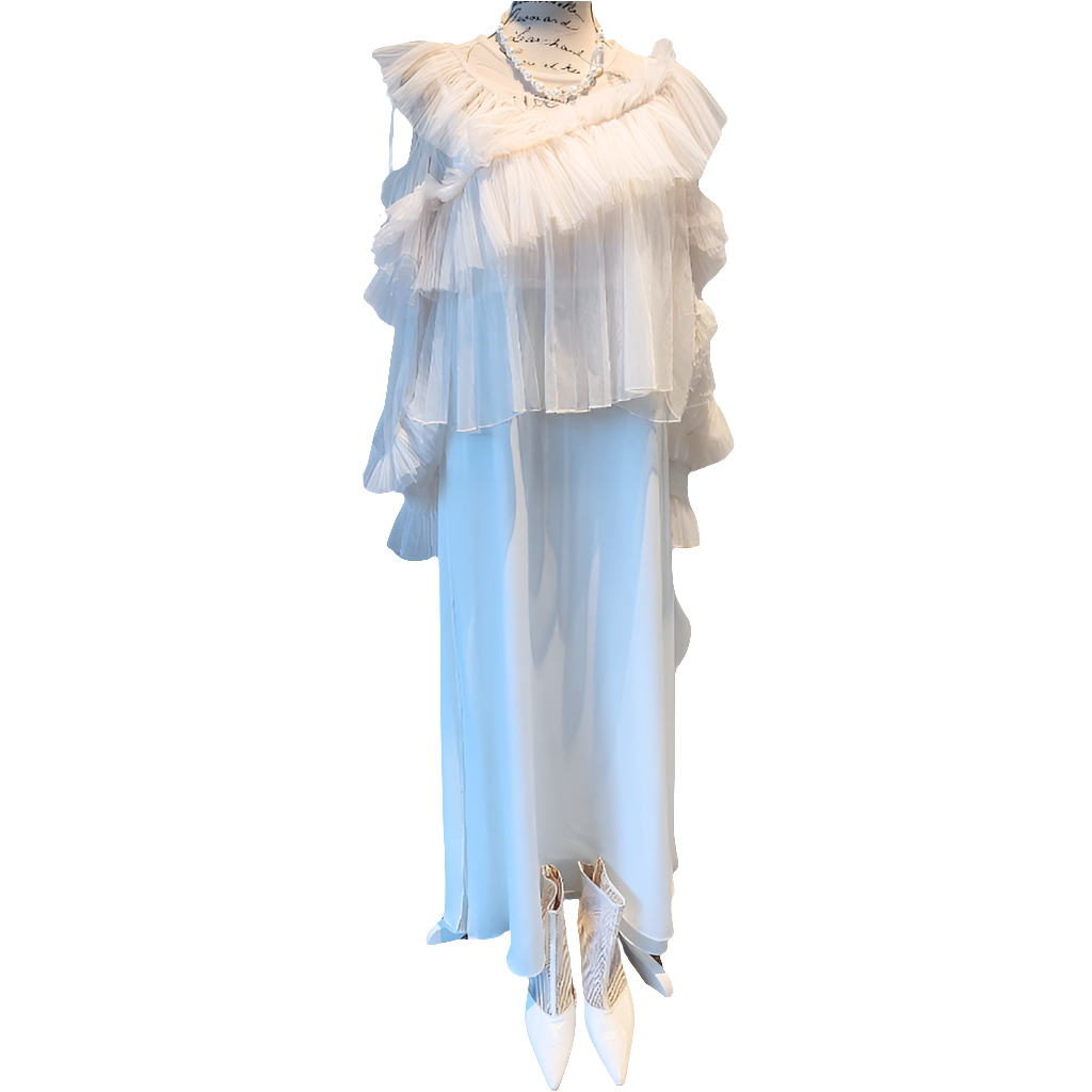 Cream/ beige frilly tulle top, size 12/14