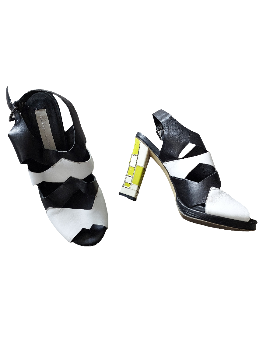 Kathryn Wilson black & white heels, size 10