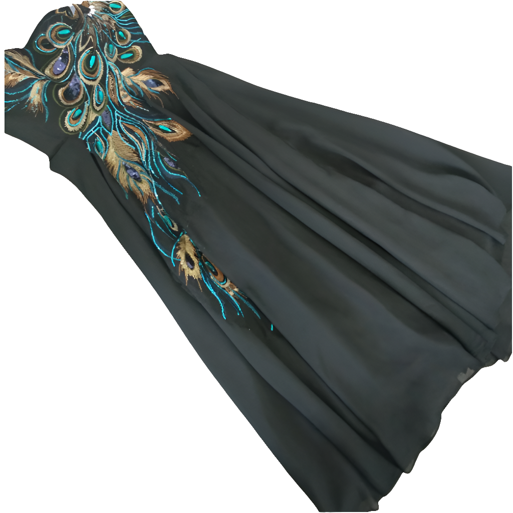 Grace Karin black peacock ball dress-Size 4/NZ 8