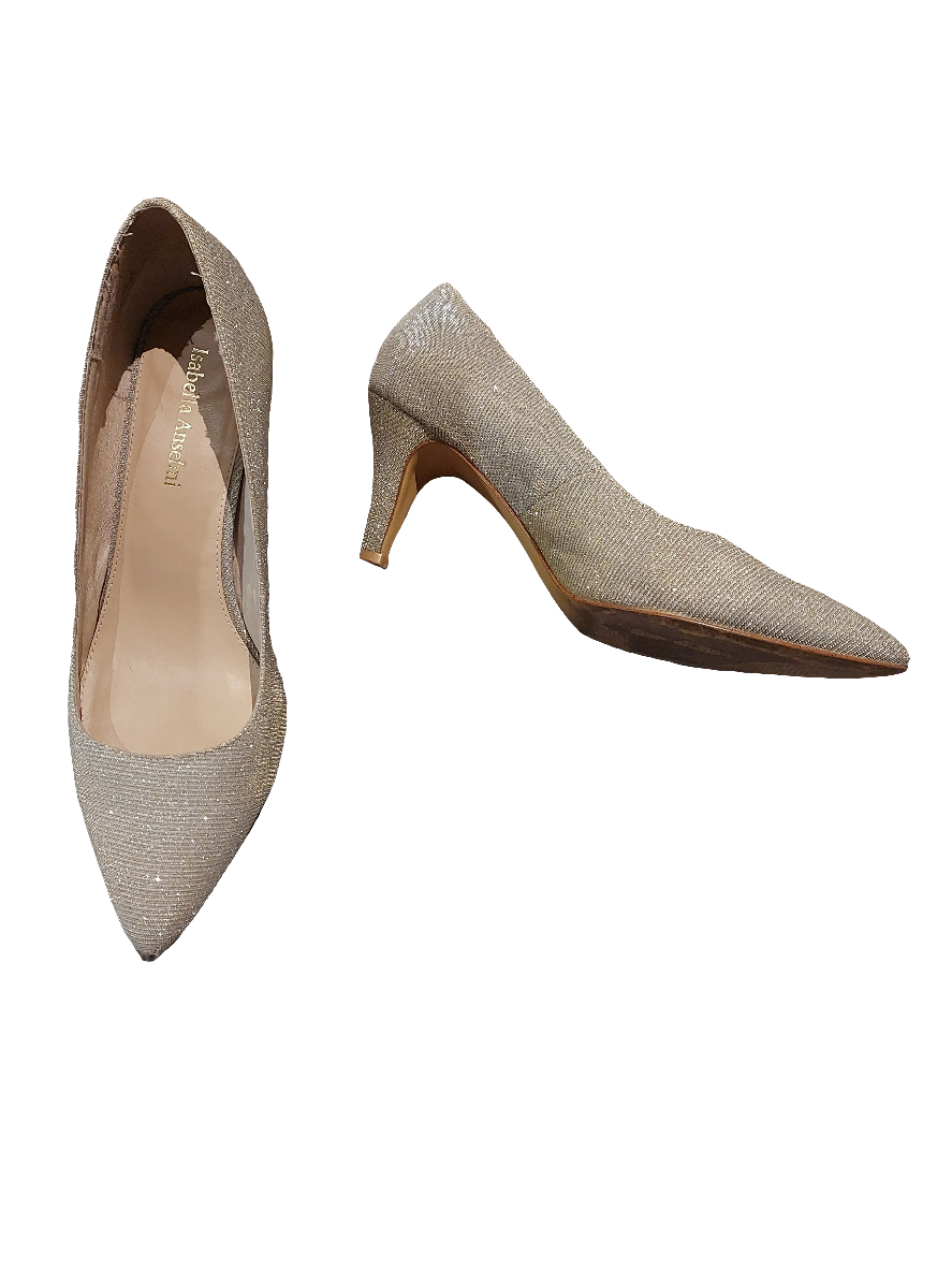 Isabella Anselmi silver sparkly heels, size 39/8-HIRE