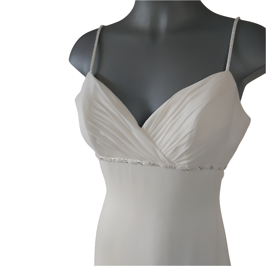 White wedding dress & shawl, size 6, HIRE $150