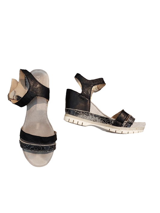 KHRIO grey strappy wedge heels, size 37/6