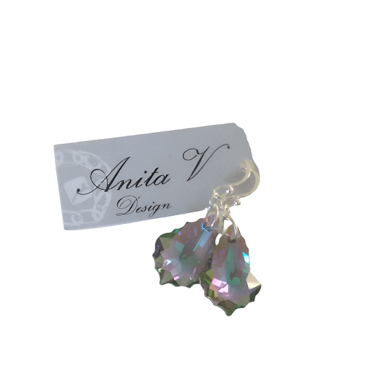 New Swarovski rainbow Crystal Earrings, 925