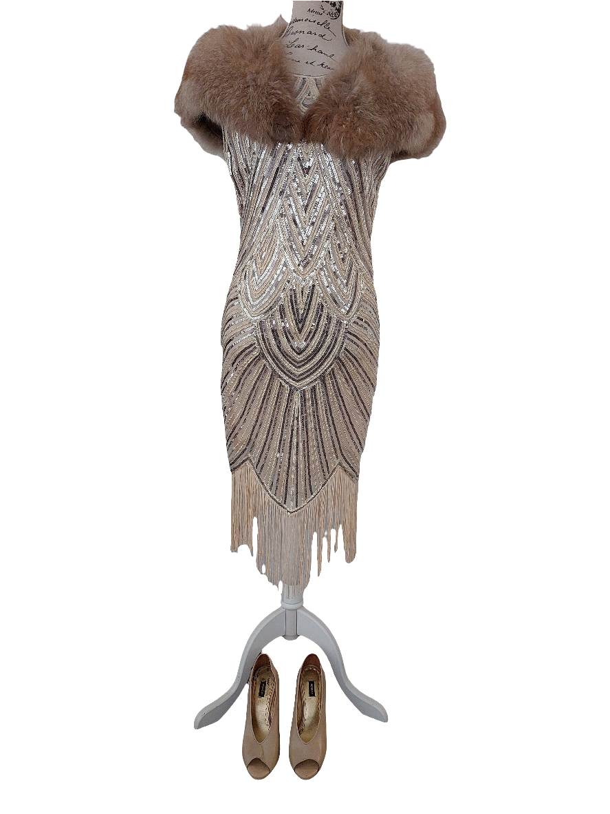 Champagne/beige shawl/stole, HIRE $30 or $20 with a dress