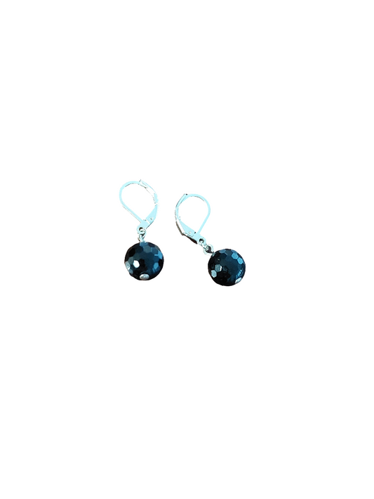 Faceted Onyx Earrings, 8mm, 925 hooks-HIRE $10