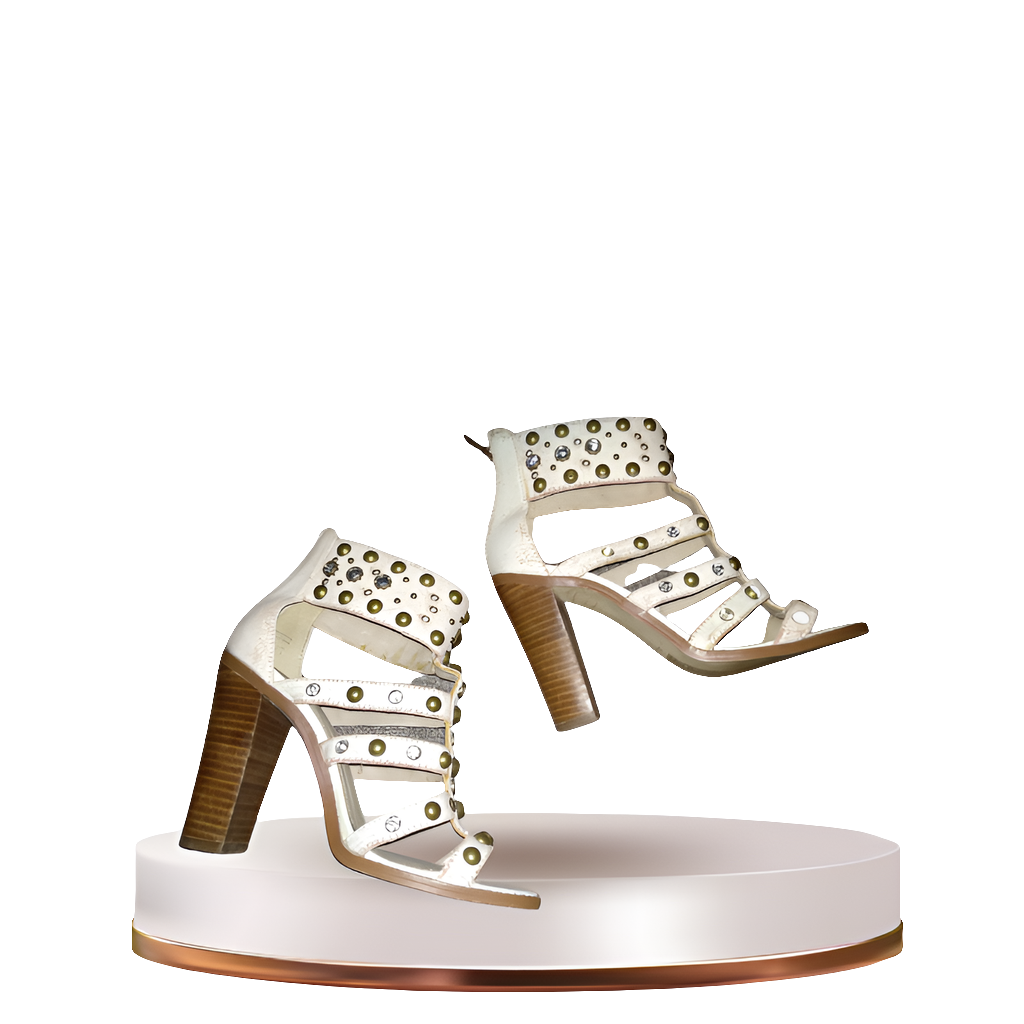Aldo cream studded block heels, size 6