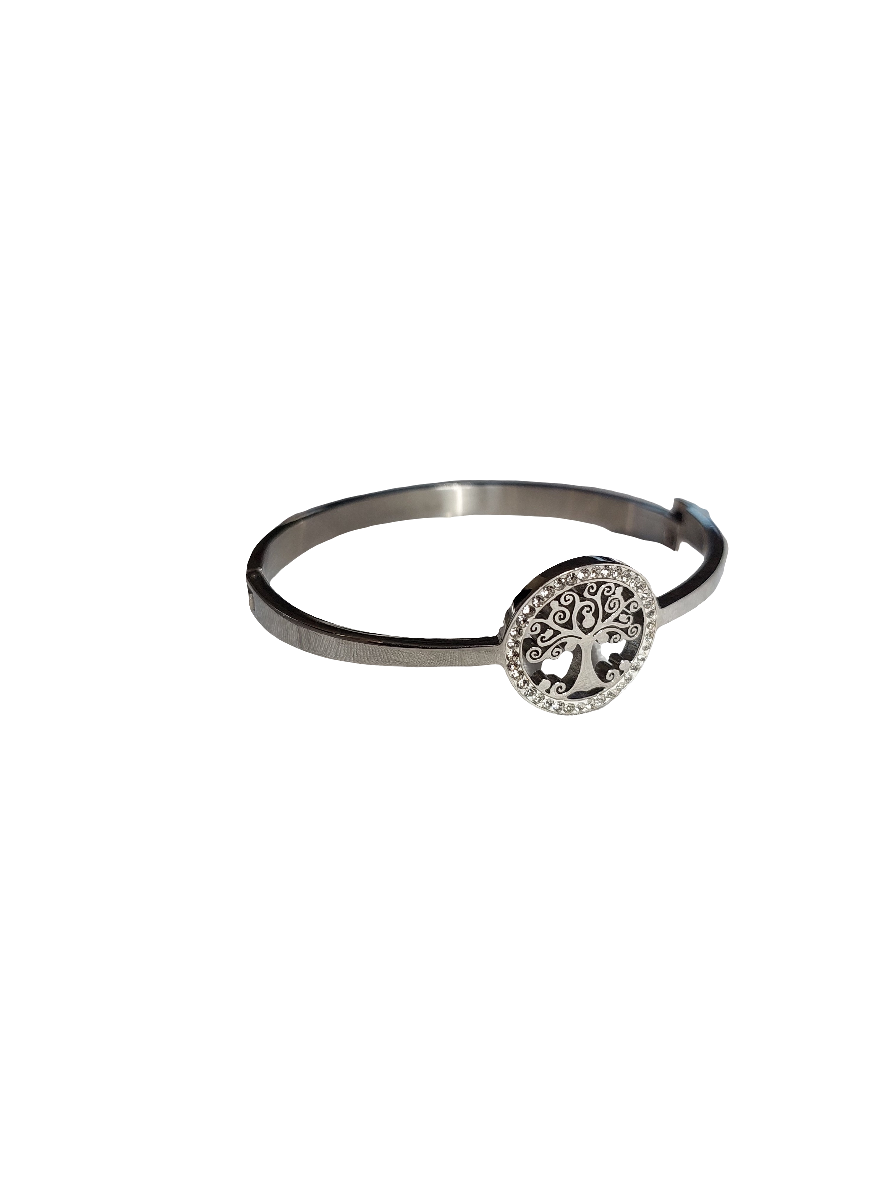 NEW Silver cz Tree Of Life bracelet/bangle-med