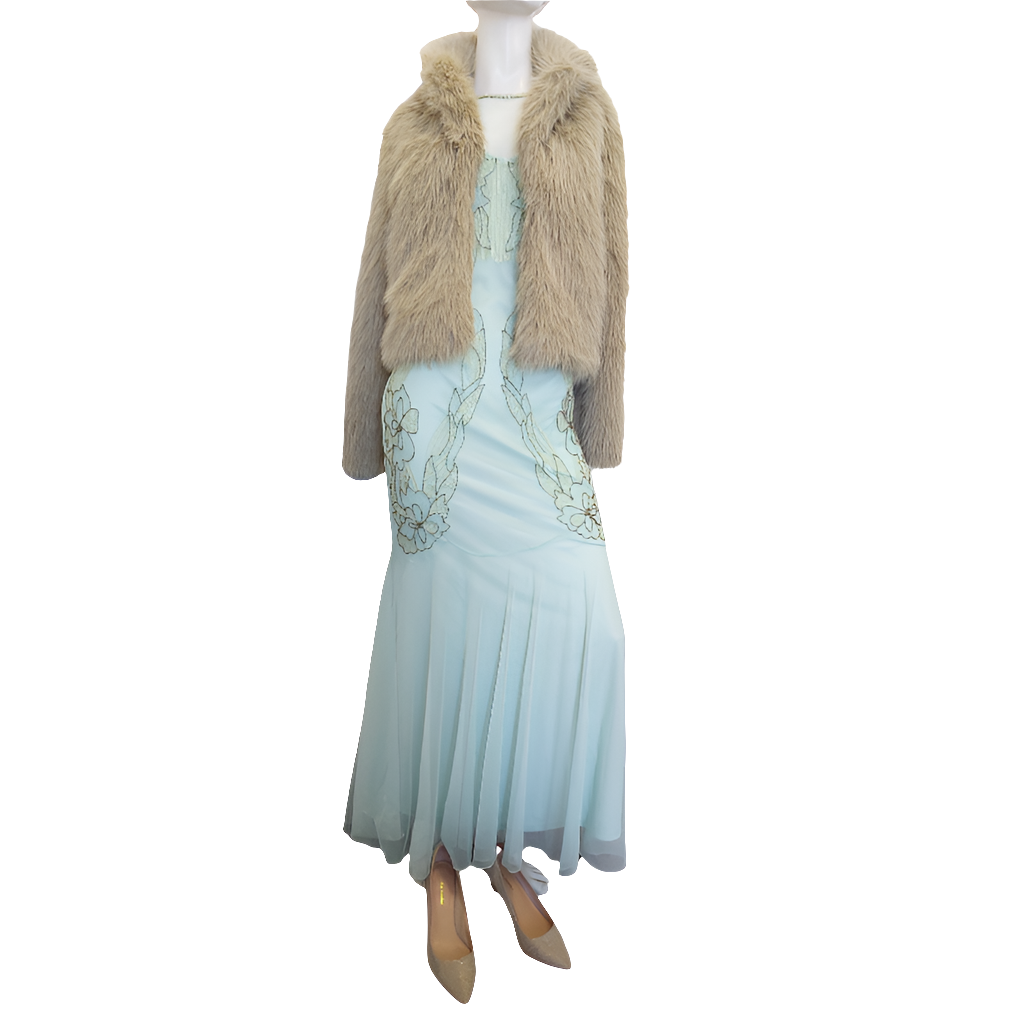 Light green sequin formal dress, size 10-HIRE