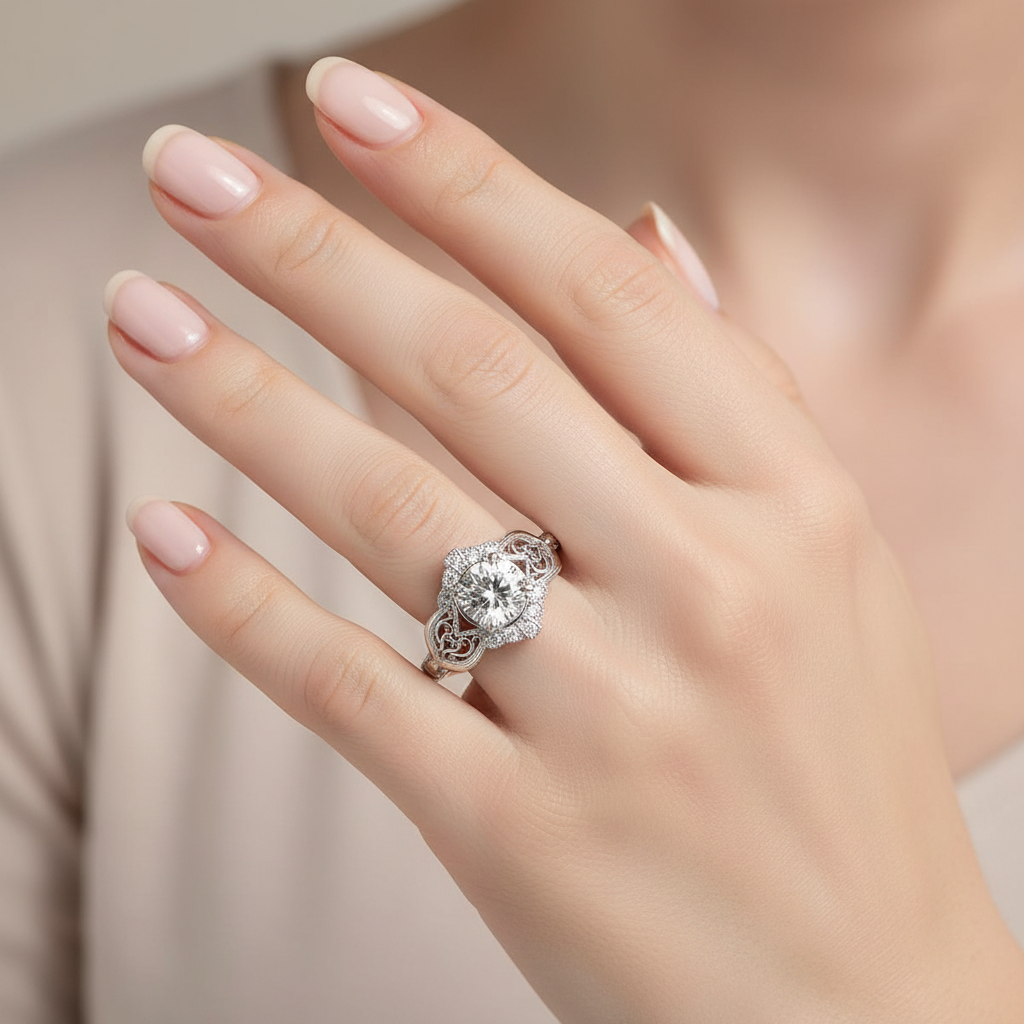 Silver CZ bling cocktail ring, size 9