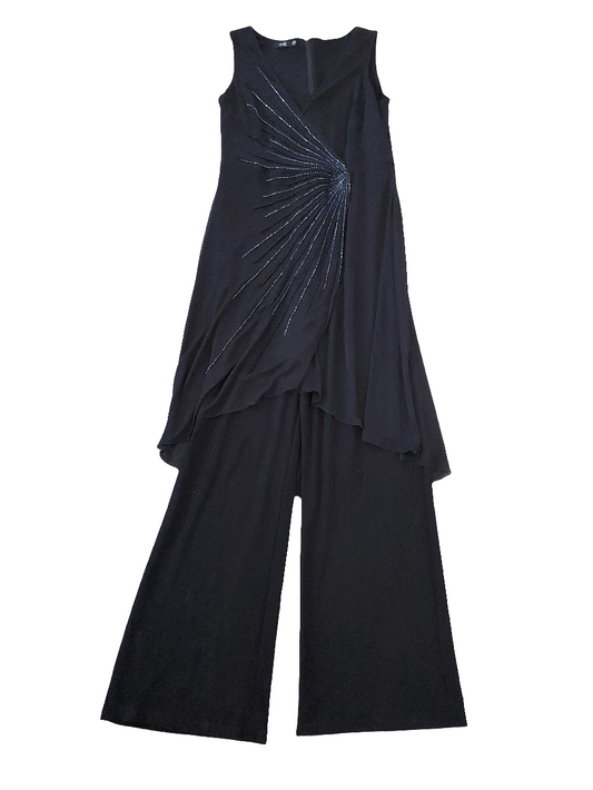 Laura K black diamante formal pants suit, size 14