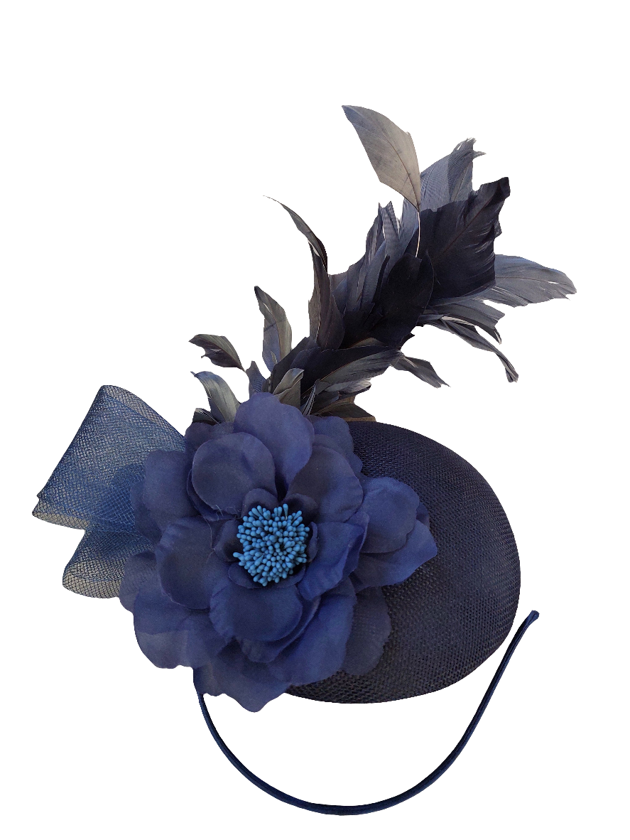 Navy blue fascinator-HIRE