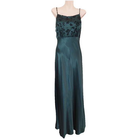 Carolyn green silky formal/ball dress, size 10-12