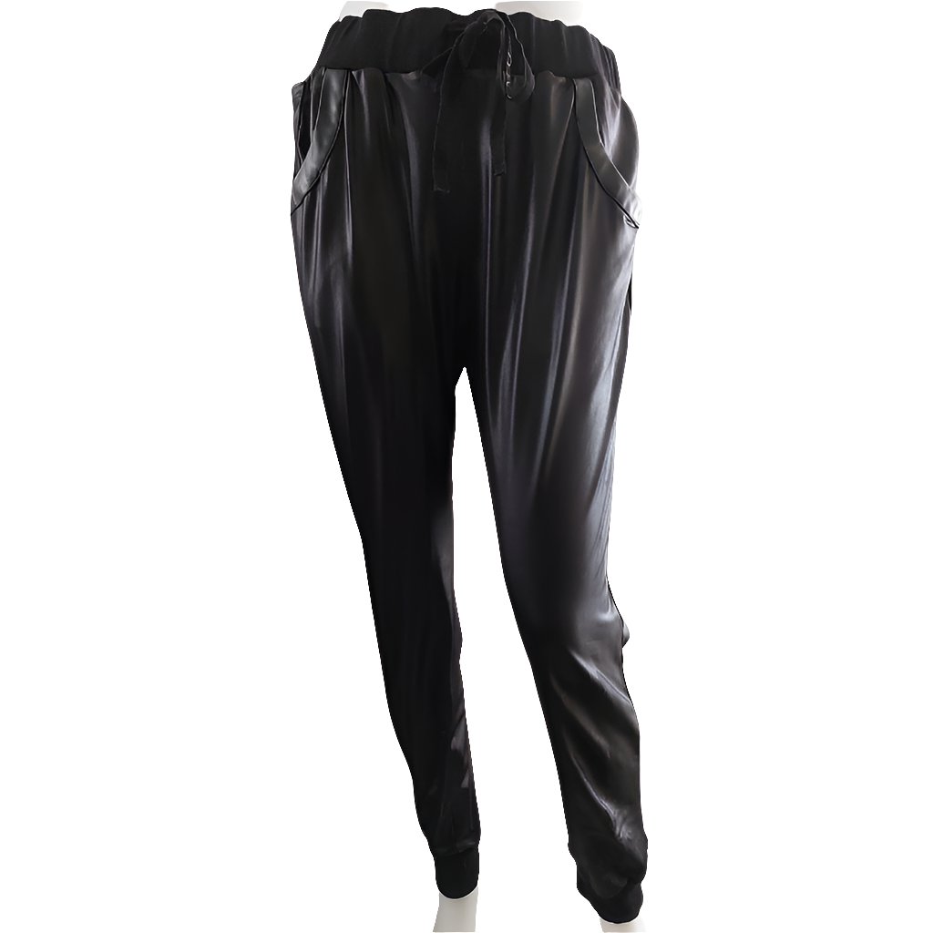 Mimosa black pu pull on pants, size 12