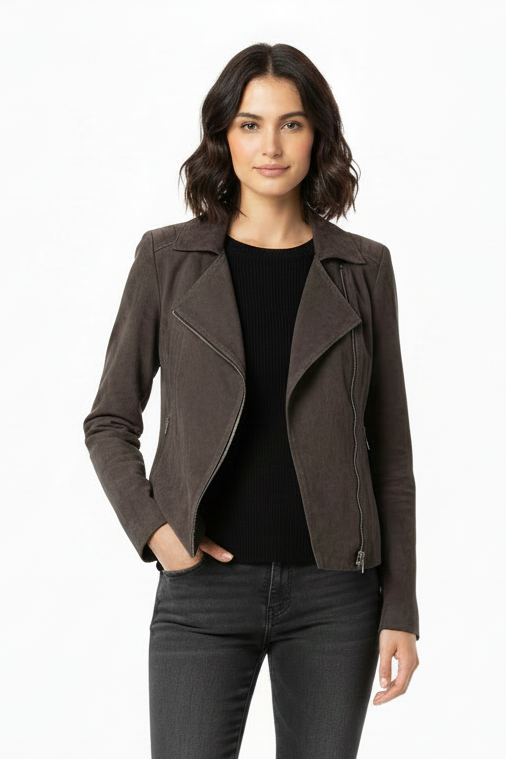 Deval charcoal genuine sueded leather jacket, size 10