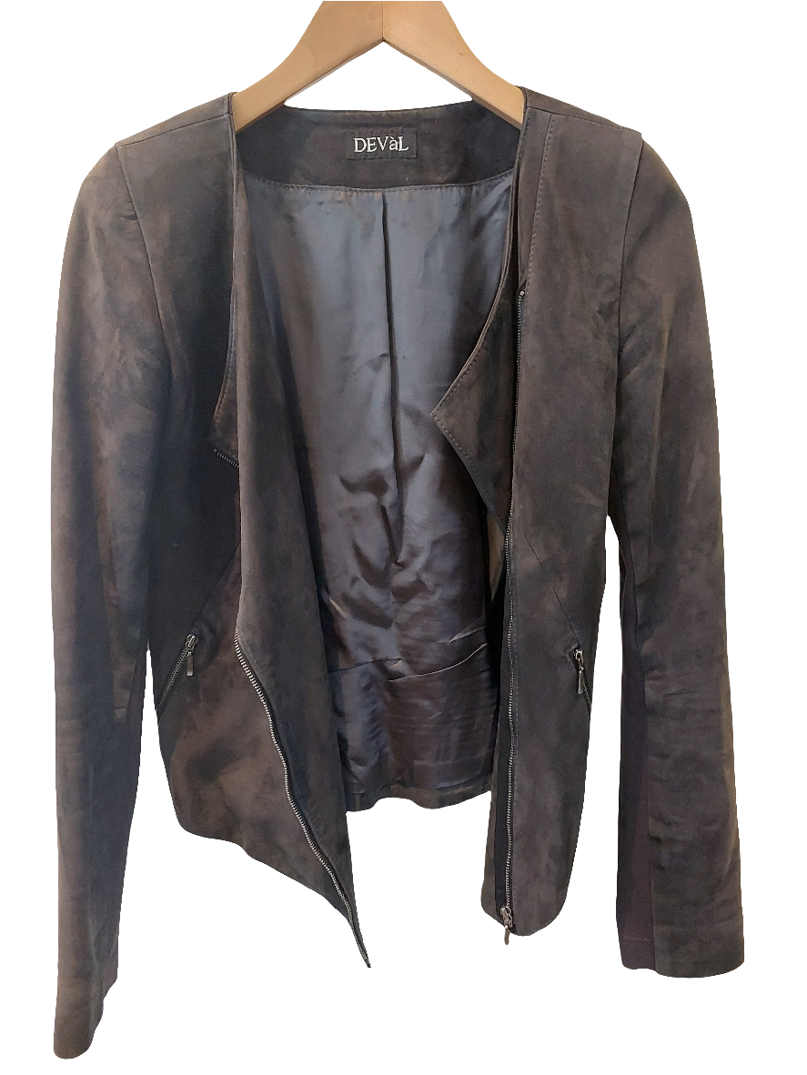 Deval charcoal genuine sueded leather jacket, size 10