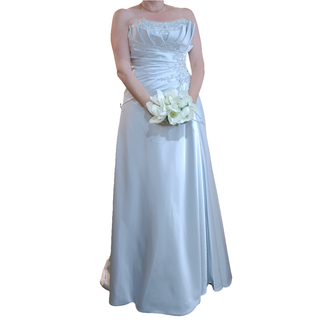 Silver satin silk wedding dress 16/18