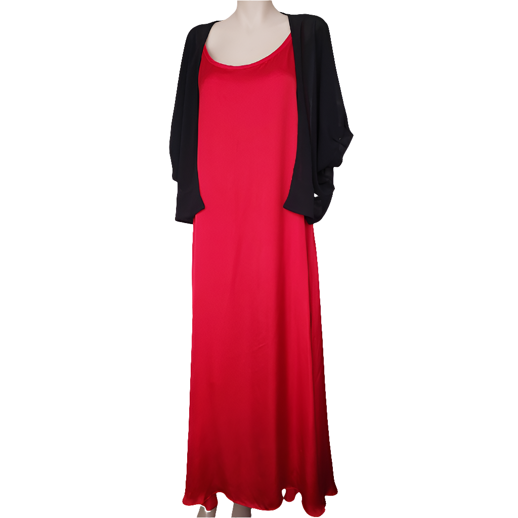 Country Road silky red slip dress & Rubi Yaya shrug, size 14-HIRE