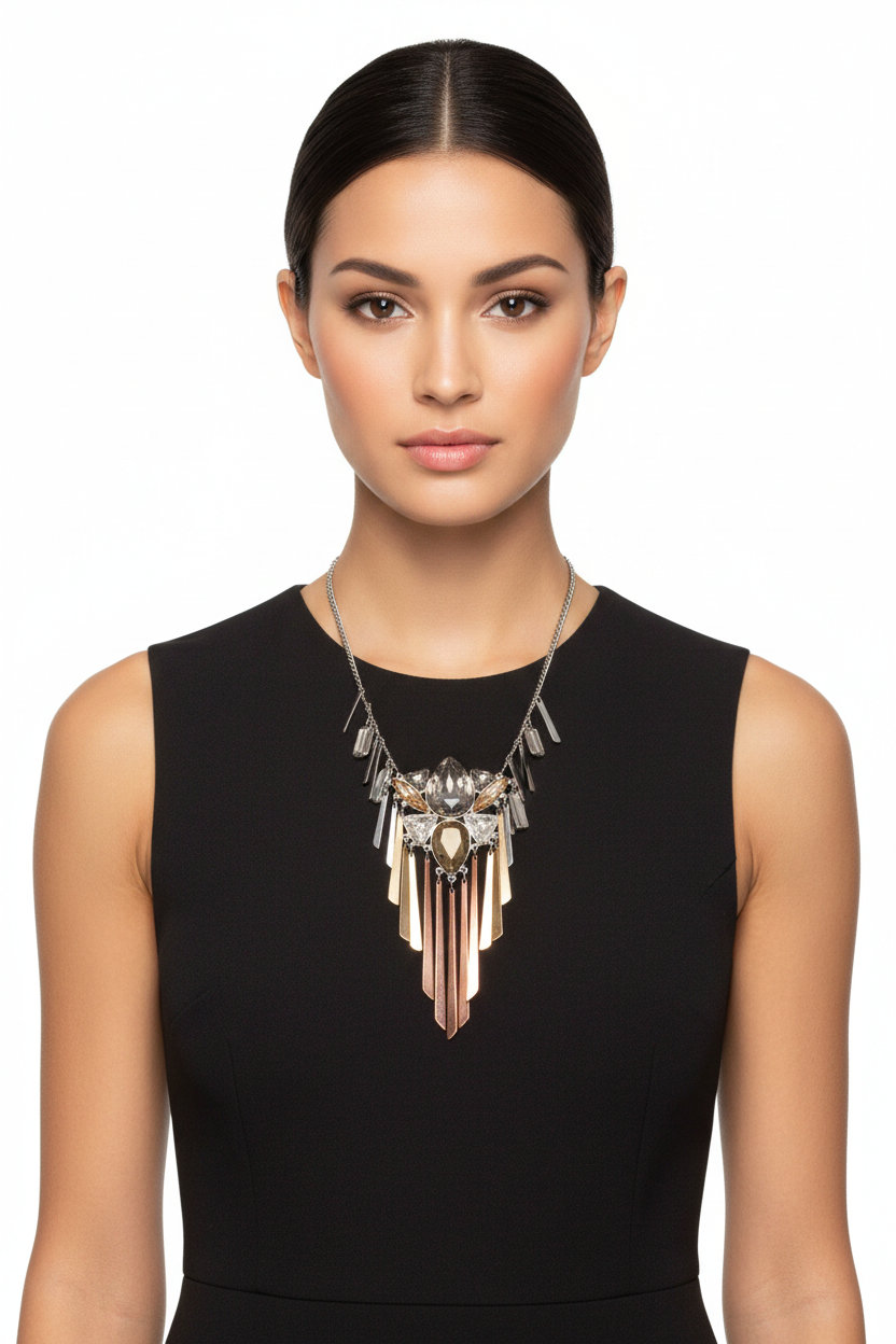 Silver, gold, rose gold bling necklace-HIRE