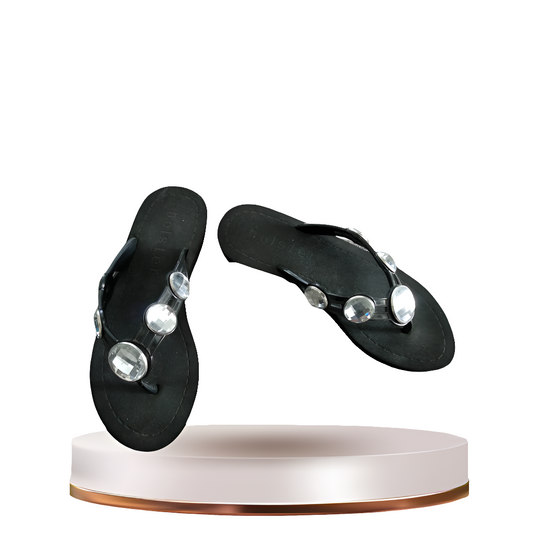 Holster black bling jandals, size 6