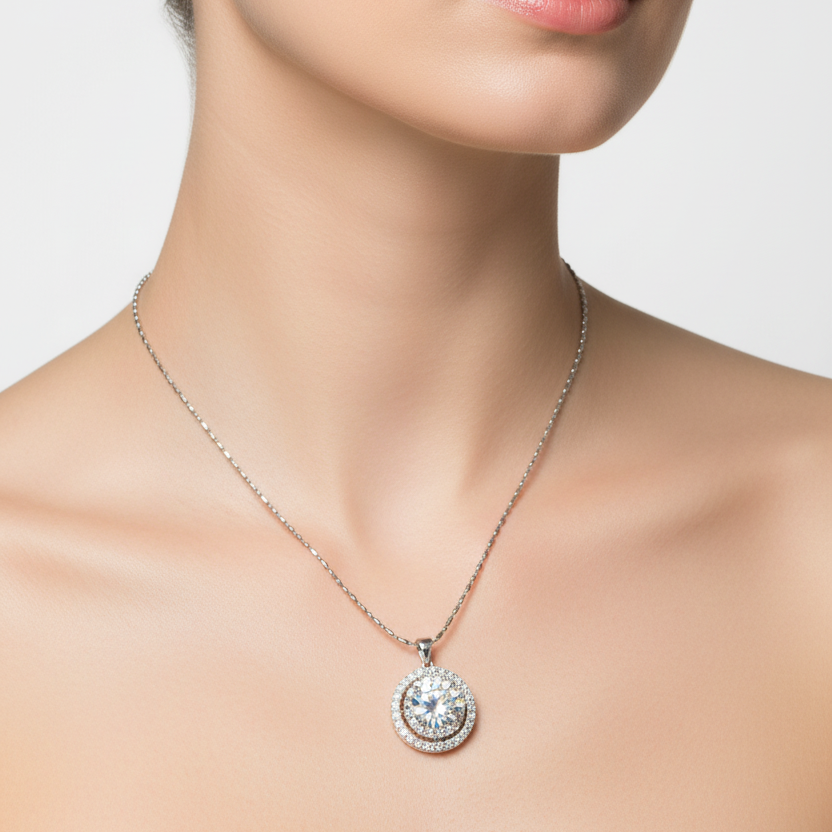 Silver CZ pendant / necklace-HIRE