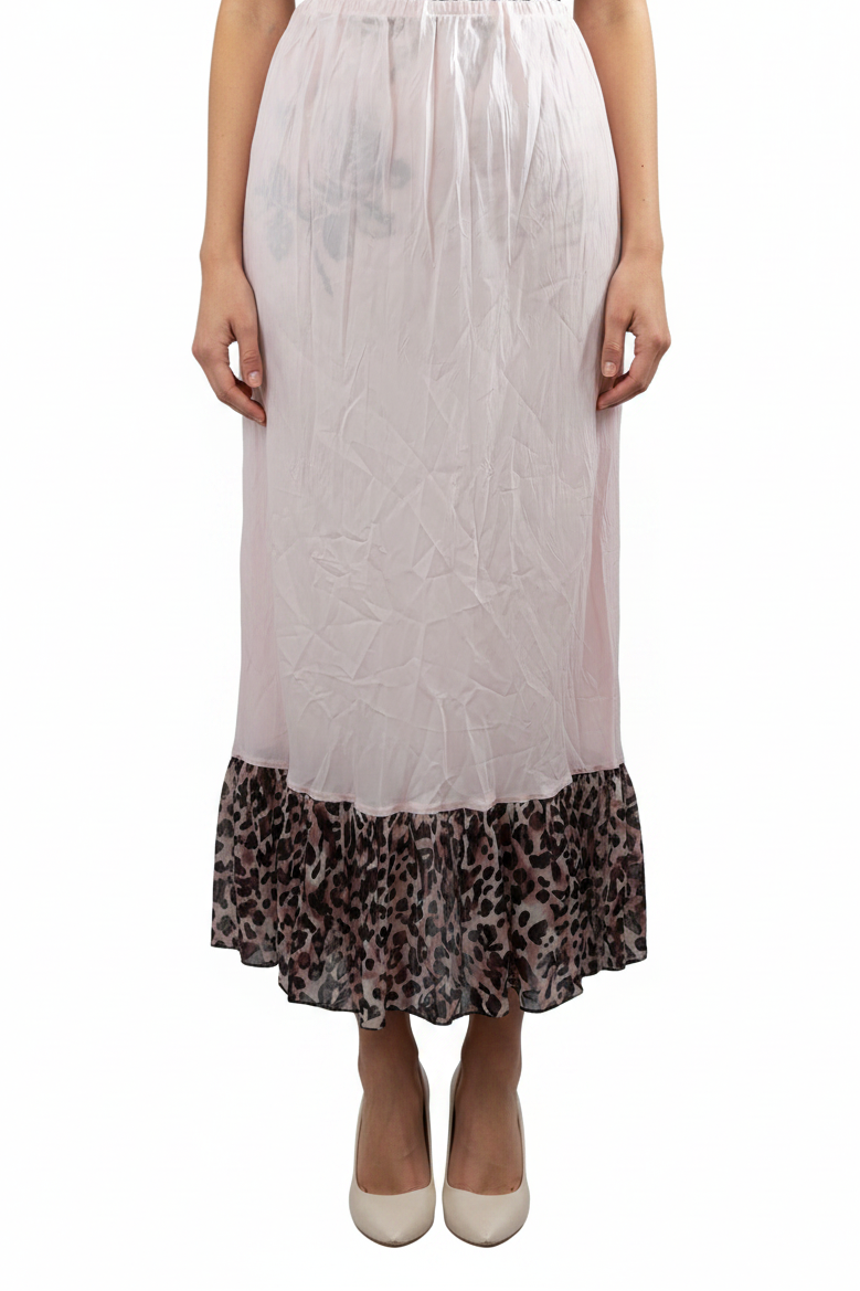Trelise Cooper pink leopard print hem skirt, size 10
