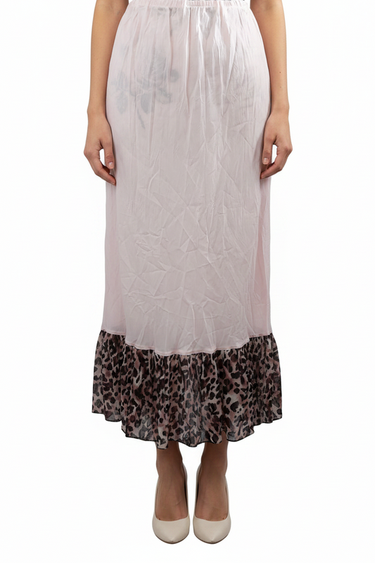 Trelise Cooper pink leopard print hem skirt, size 10