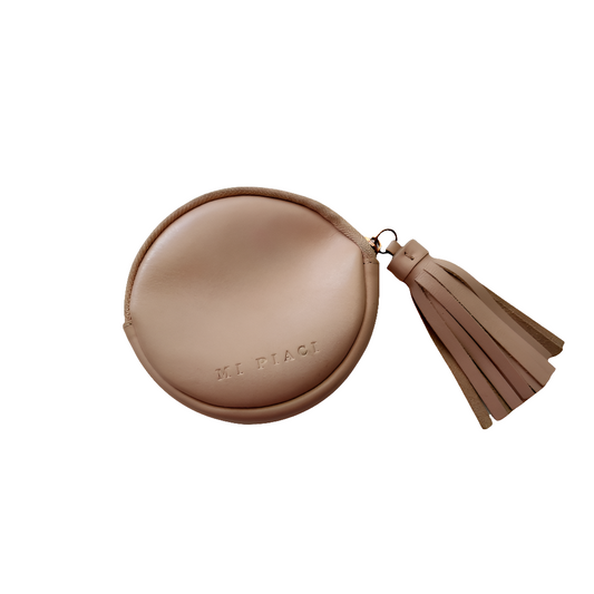Mi Piaci peach leather coin bag-11cm x 2cm x 11cm