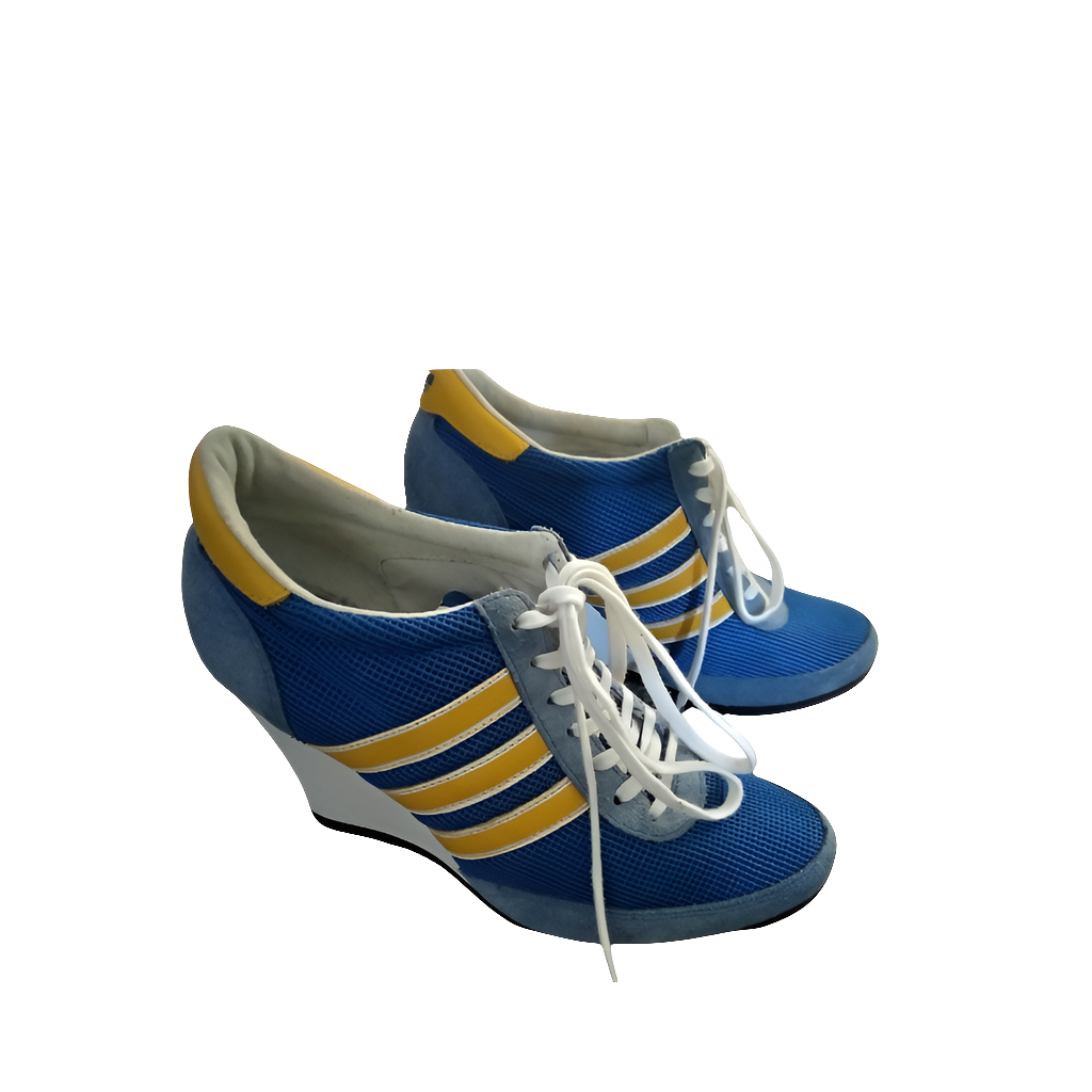 Adidas blue suede wedge boots , size 6