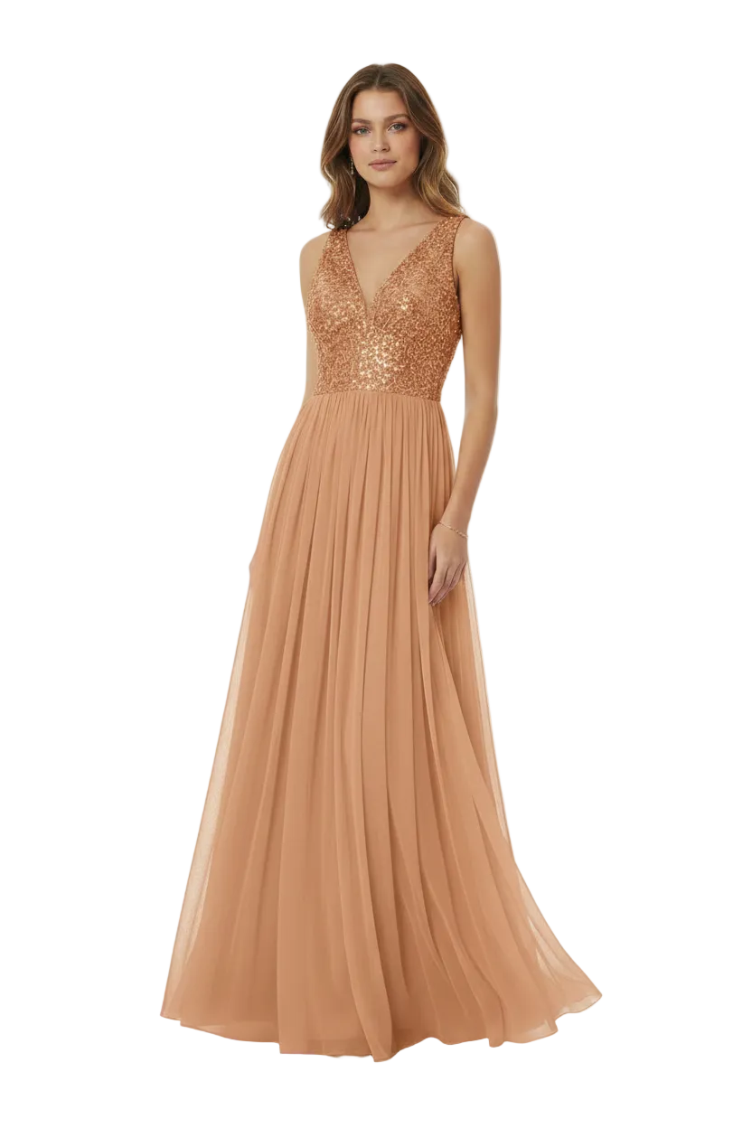 Rose gold sequin top formal/ball  dress, size 10-12