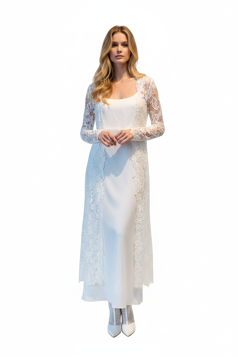 Redberry ivory lace layering coat, size 14