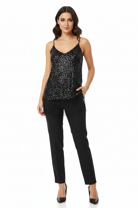 HIRE-Decjuba black sequin top size 12