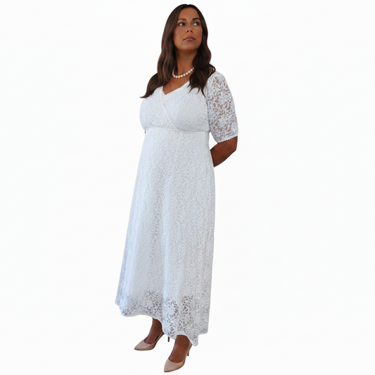 HIRE-Annah S cream lace wedding/formal dress-XL/18