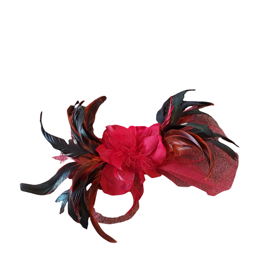 Red fascinator hire-HIRE