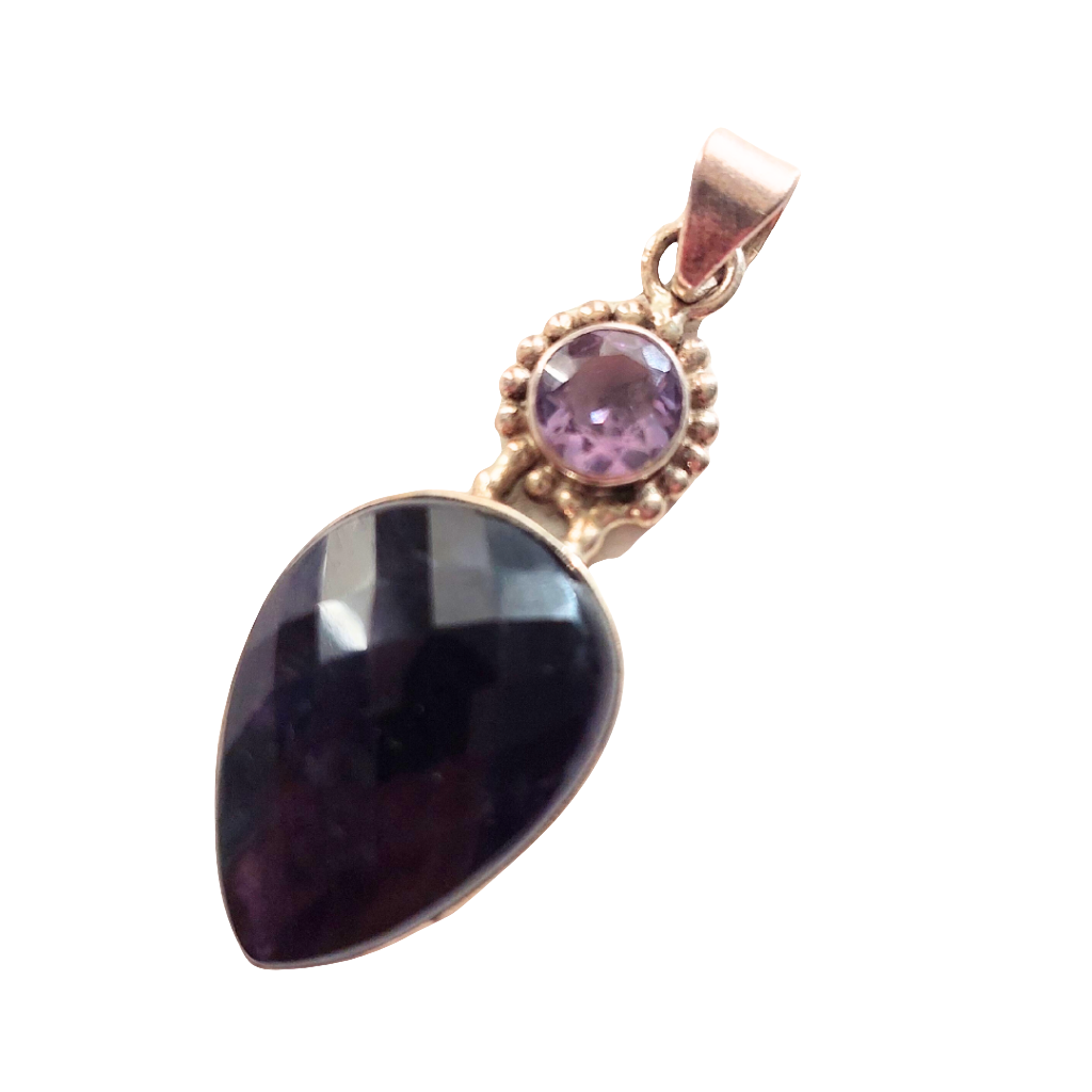 Sterling silver amethyst pendant, 925/ ring size N