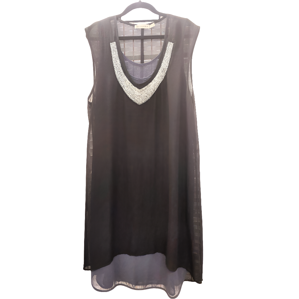 Obi black, grey /silver  beaded dress, size 16