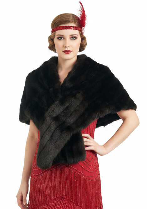 Genuine brown fur shawl/stole, HIRE $30 or $20 with a dress