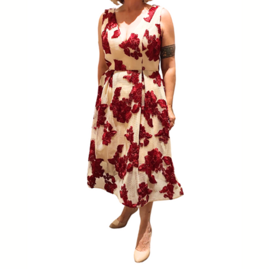 NEW Romance red formal embroidered party dress, size 10/12