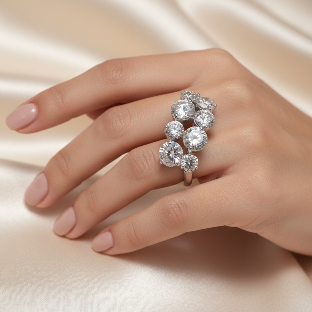 Silver cz ring, size 7-HIRE