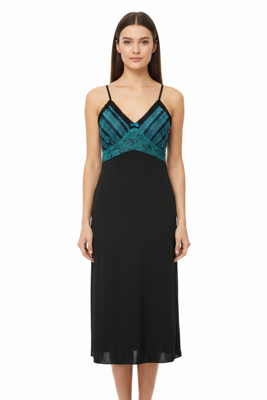 Mazi black/teal lace midi dress, size 10