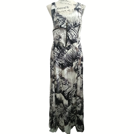 Angle Biba black/ grey/beige maxi Summer dress, size 10