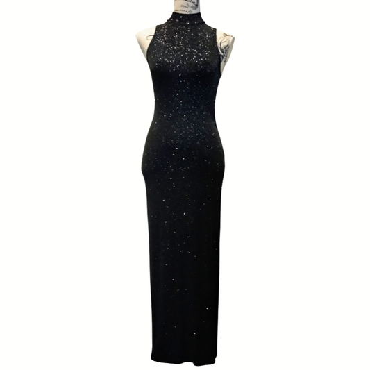 DAVID POND black sparkly silver dress, rent only $40