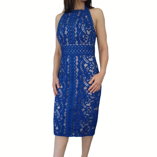 'Serena', blue lace formal/party dress by 'Lover', size 10
