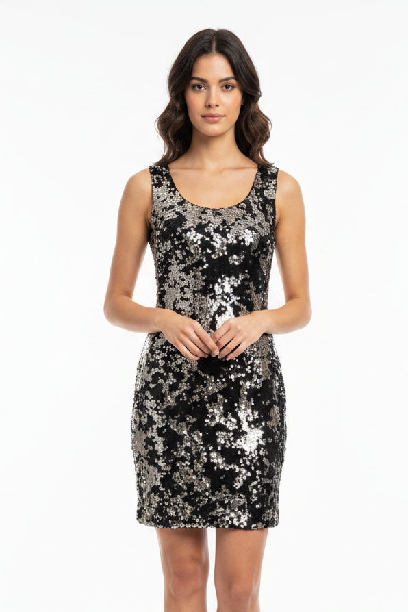Veronica Maine black & silver cocktail dress, size 10