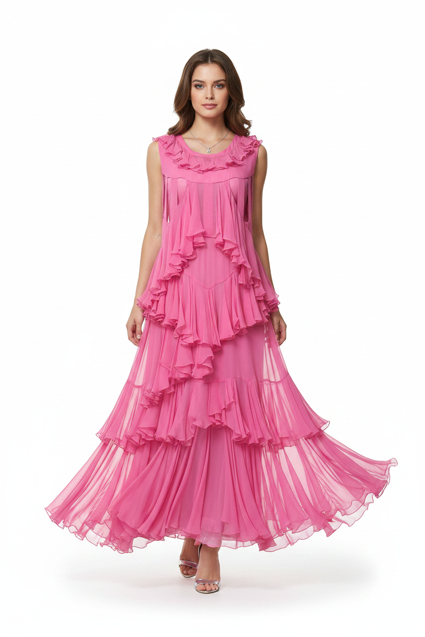 Trelise Cooper hot pink silk Eifel tower dress, size S/10