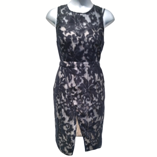 Style Stalker black nude lined floral dress, size 10