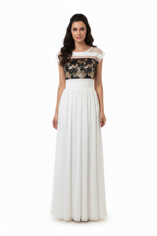 Ivory black & gold formal/ball dress, size 10
