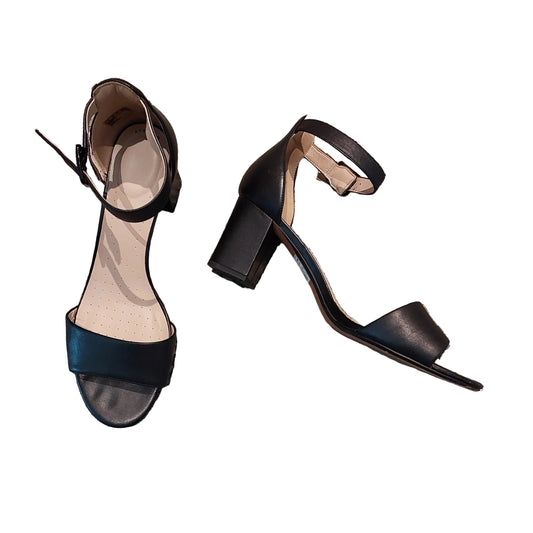 Clarks black  leather block heels, size 41/10.5