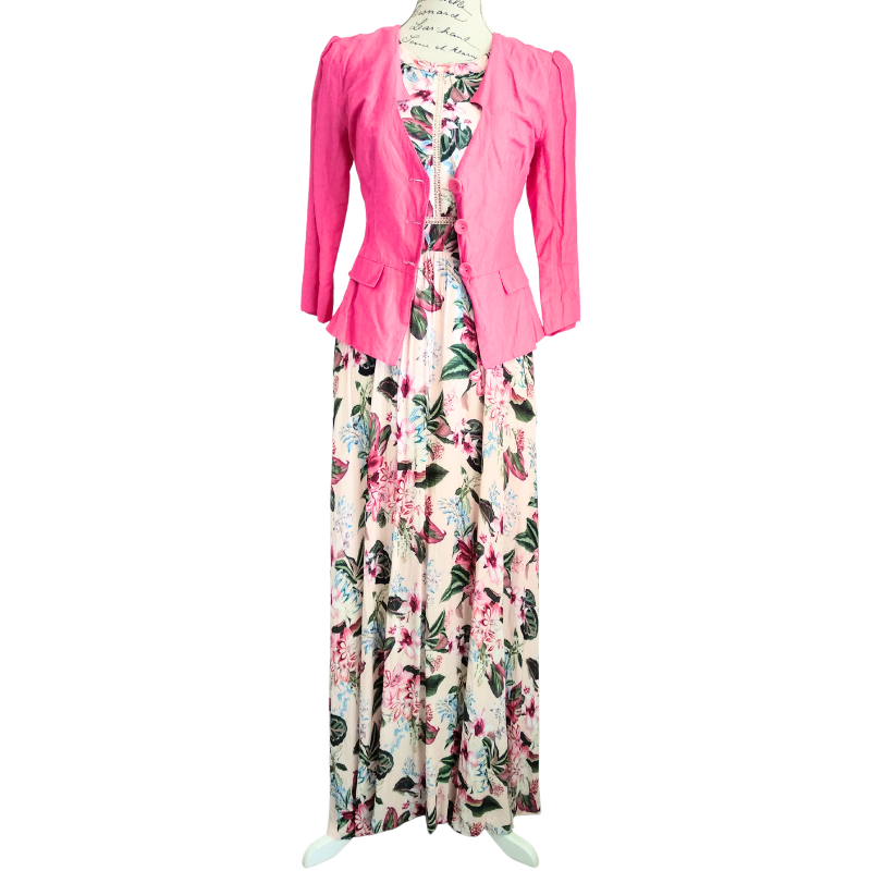 Forever New pink floral maxi dress size 10