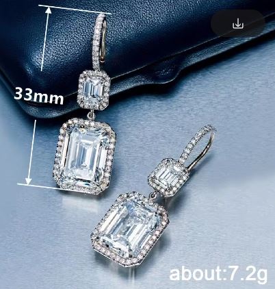 NEW Silver plated CZ earrings-33mm